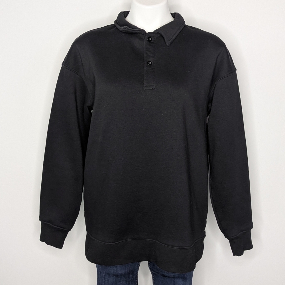 Mondetta Black Collared Long Sleeve Polo Pullover Sweatshirt L
